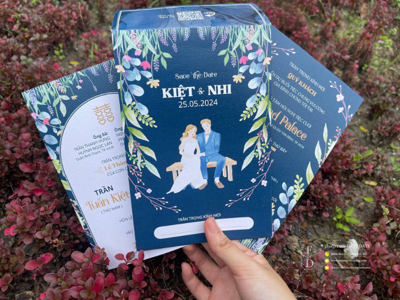 Thiệp cưới và thiệp báo hỷ cũng thiệp xanh dương