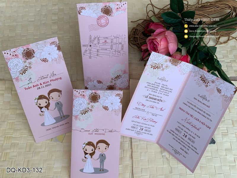 Thiệp cưới chibi kiểu truyền thống