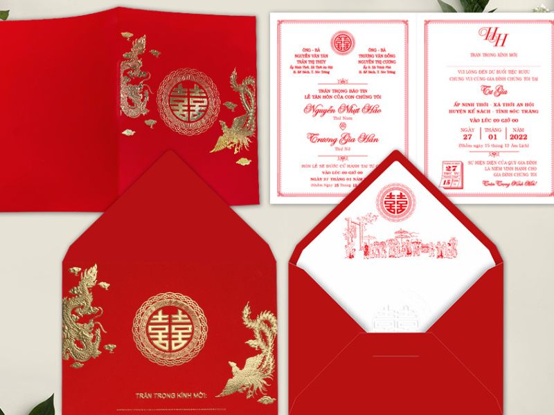 Ý nghĩa hình in trên thiệp cưới truyền thống